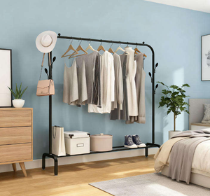 Porte-manteau en métal moderne robuste avec crochets, gain de place, organisateur de rangement pour manteaux et chapeaux - Product Image 3