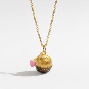 Collana con ciondolo a catena a forma di scatola di cioccolatini rosa con stemma retrò, design a piccola tiratura, stile Ins, per ragazza, con apertura e chiusura, ispirazione buddista - Product Image 4