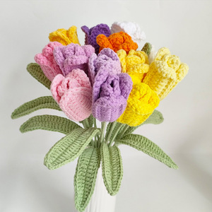 Tulipán inmortal DIY tejido a mano ganchillo lana <span class=keywords><strong>ramo</strong></span> de flores simulación <span class=keywords><strong>tulipanes</strong></span> regalos de vacaciones <span class=keywords><strong>ramo</strong></span> de flores artificiales - Product Image 3