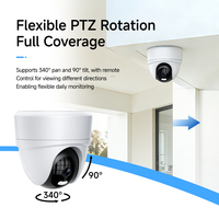 Caméra de sécurité PTZ CS2DR 6MP WiFi6 à double objectif, vision 365°, H.265, vision nocturne couleur, audio bidirectionnel, DC5V, 256 Go Cloud, 15X15X21