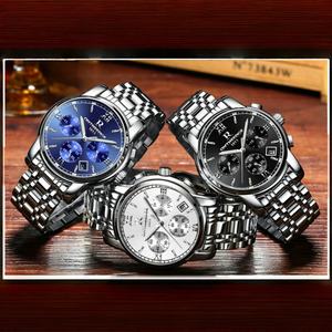 Montre de luxe pour homme en quartz de haute qualité, multifonctionnelle, étanche, lumineuse, bracelet en acier inoxydable à <span class=keywords><strong>trois</strong></span> aiguilles - Product Image 6