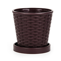 Plateau de pot de fleurs en PP tissé durable avec trou de drainage, capacité de 0,58 L, non enduit, design traditionnel pour la culture de plantes succulentes en intérieur