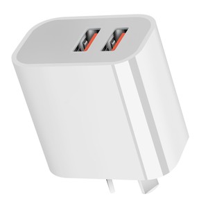Adaptateur de voyage double chargeur USB 5V 2.4A 12W blanc pour téléphone portable avec ports standard australiens, britanniques et indiens - Product Image 4