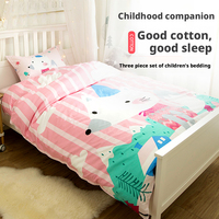 Ensemble de literie pour enfants en coton 100% tricoté à imprimé animal, trois pièces, avec couverture de sieste et housse de couette pour chambre d'enfant
