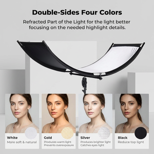 PRIME FOCUS Riflettore Fotografico Professionale a Forma di U 4-in-1 Argento/Oro/<span class=keywords><strong>Bianco</strong></span>/<span class=keywords><strong>Nero</strong></span> per Illuminazione Ritratto in Studio - Product Image 3