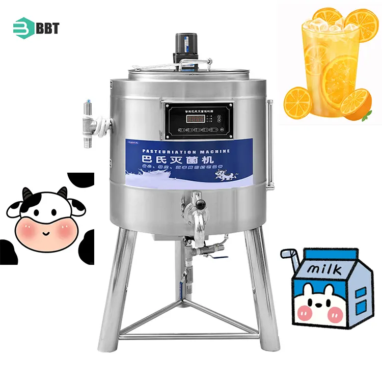 Peralatan pencampur cair otomatis 200 Liter, kontrol suhu Sari susu fermentasi tangki Pasteurizer