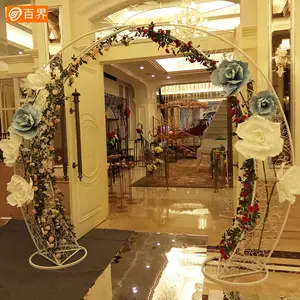 Wholesale Outdoor Wedding Wrought Iron Manufacturers Arrange Props Curved Moon Arches