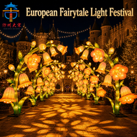 Lentera Portal Campanula Sutra Buatan Tangan Komersial Tahan Air dengan LED untuk Festival