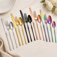 Ensemble de couverts en acier inoxydable argenté et doré, 4 pièces, finition miroir, pour hôtel, restaurant, restauration, vente en gros