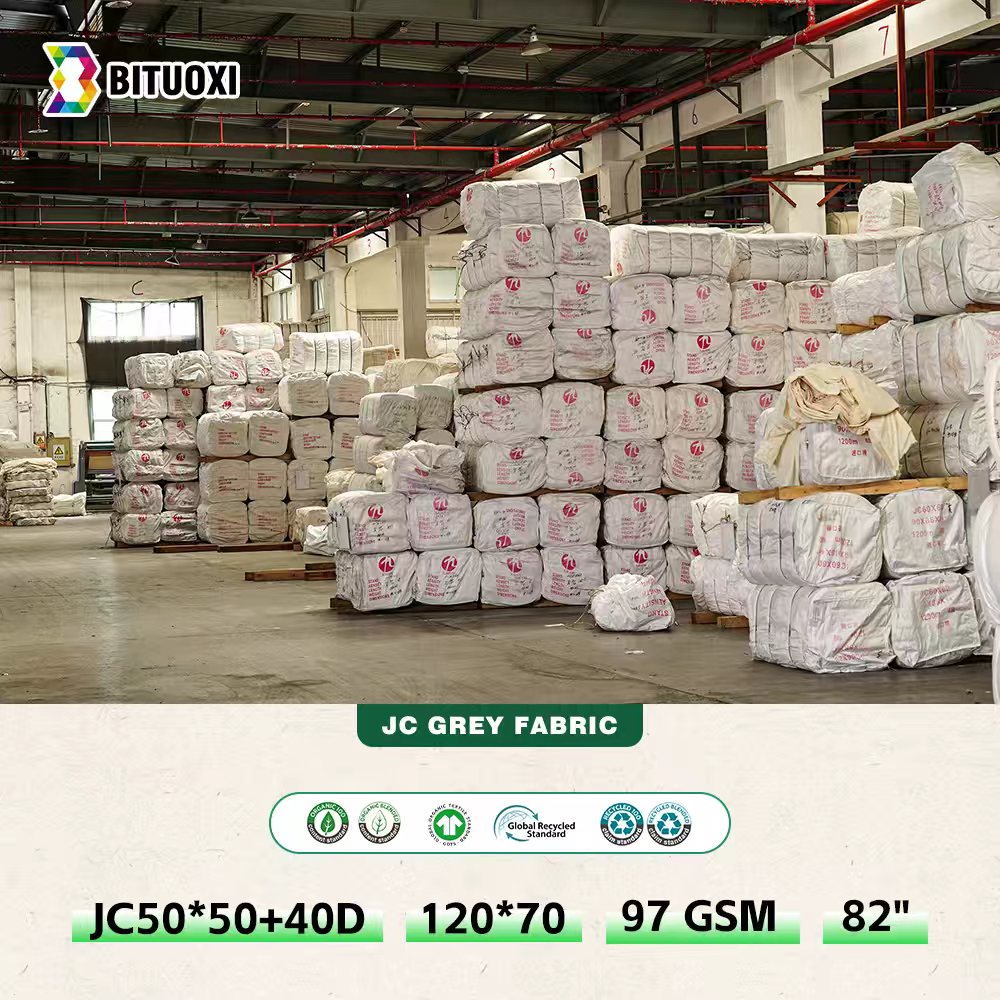 Factory Wholesale JC50S*50S 120*70 82" Combed Cotton Grey Fabric Plain Weave Raw Material for Shirts