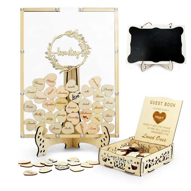 New product ideas 2023 promotional party supplies wooden wedding guest book alternative for wedding reception