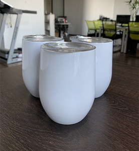 Vaso de Agua Aislado al Vacío de Primera Calidad, 12 oz, Sublimable, Blanco, para Agua, Café, Vino, con Forma de Huevo - Product Image 1