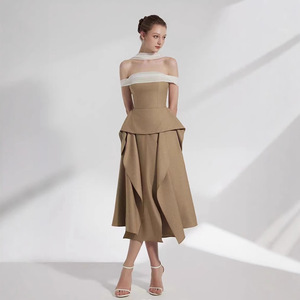 <span class=keywords><strong>Abito</strong></span> <span class=keywords><strong>Midi</strong></span> <span class=keywords><strong>monospalla</strong></span> in stile intellettuale vietnamita in due pezzi con gonna lunga asimmetrica intrecciata - Product Image 2