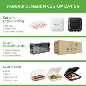 Cajas de Embalaje de Alimentos Tipo Concha de <span class=keywords><strong>Almeja</strong></span> Transparentes Negras y Blancas de 8 Pulgadas, Libres de BPA, Contenedores Personalizados para Llevar de Restaurantes - Product Image 3