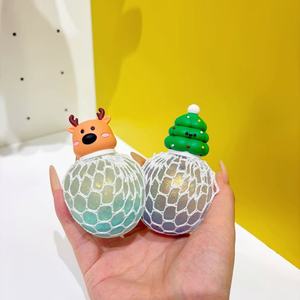 <b>Christmas</b> 3D Santa Snowman Squishy Ball Rubber Glitter Stress Relief <b>Mini</b> Holiday Fidget Toy - Product Image 1