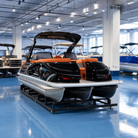 Bateau ponton de 22 pieds, série sport pour 12 personnes, prêt pour moteur hors-bord électrique ou essence, homologué CE pour des croisières silencieuses sur le lac et des fêtes en famille