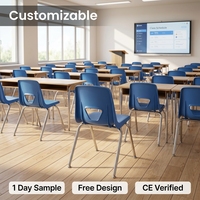 Chaise d'Élève en Plastique Ergonomique Moderne pour Salle de Classe avec Trou pour Poignée