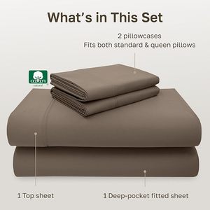 Draps de lit de luxe pour hôtel 100% coton, extra doux, rafraîchissants - Résistants aux plis, à la décoloration et aux taches (Queen, Blanc) - Product Image 3