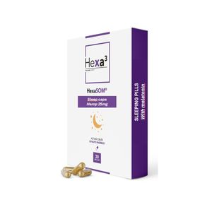 Cápsulas de Extracto Herbal Hexa3 para Dormir con Melatonina, Triptófano, GABA y Cáñamo - 60 Píldoras - Product Image 1