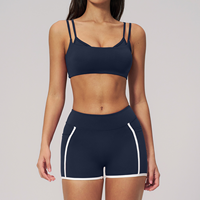 Ensemble de sport pour femme en Spandex/Nylon, blanc rayé, anti-plis, coupe ajustée, pour le yoga, la course et le fitness