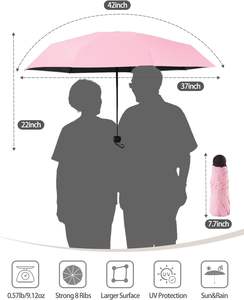 Parapluie personnalisé avec logo, protection UV, parapluie de voyage, petit parapluie portable coupe-vent, parapluie promotionnel pour la pluie et le soleil avec logo - Product Image 2