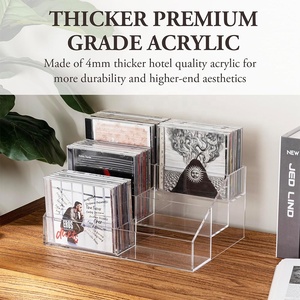 Support de rangement pour CD en acrylique transparent de qualité supérieure à 3 niveaux, support de table compact pour <span class=keywords><strong>disques</strong></span>, organisateur de médias, présentoir - Product Image 3