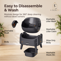 Caixa de Areia Automática para Gatos com Autolimpeza, 8L de Grande Capacidade, Controle por APP, Sensor de Peso, Controle de Odor, ABS para Múltiplos Gatos, Uso Interno