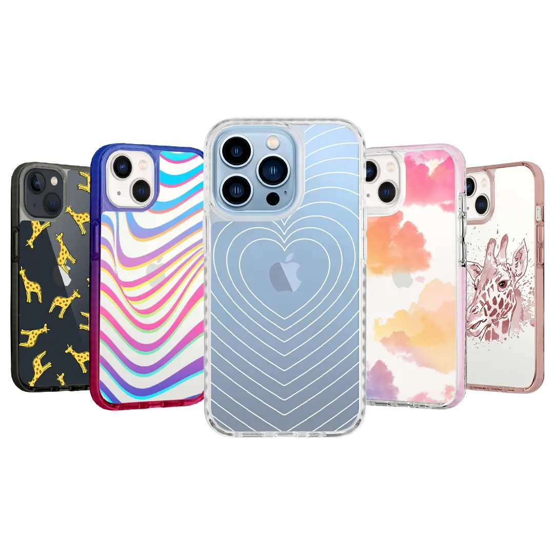 PC+TPU+TPE Print Hard Phone Case for Girls for iPhone 12 13 Pro Max Anti-shock Smartphone Cover for iPhone Back Cover Phone Case