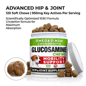 Granulés de <span class=keywords><strong>Glucosamine</strong></span> 100% Naturelle Premium pour Chiens et Animaux de Compagnie, avec Huile de Chanvre, Curcuma, MSM, Vitamines E, Chondroïtine – Supplément pour Soulager les Douleurs Articulaires (Hanches) - Product Image 1