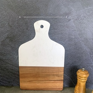 Nuovo oggetto tagliere <span class=keywords><strong>in</strong></span> legno di Acacia bianco <span class=keywords><strong>marmo</strong></span> nero con manico <span class=keywords><strong>in</strong></span> <span class=keywords><strong>marmo</strong></span> e legno tagliere - Product Image 2