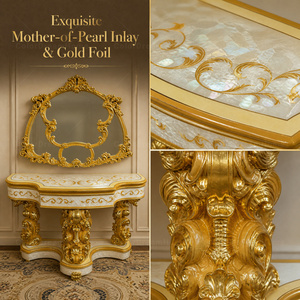 <span class=keywords><strong>Console</strong></span> d'entrée de luxe <span class=keywords><strong>baroque</strong></span> royale ornée de miroirs, en bois massif sculpté <span class=keywords><strong>doré</strong></span> pour hall d'entrée de grande maison - Product Image 5