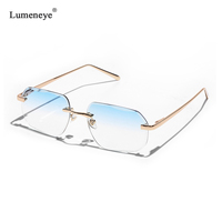 2026 lunettes de soleil hommes marque concepteur mode sans monture lunettes de soleil nuances diamant coupe lentille dames sans cadre métal lunettes