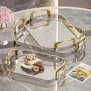 Plateau en plastique de luxe léger avec poignées doubles, plat de service haut de gamme pour la maison, <span class=keywords><strong>assiette</strong></span> de dîner, <span class=keywords><strong>assiette</strong></span> de restaurant commerciale, grande <span class=keywords><strong>assiette</strong></span> épaissie - Product Image 1