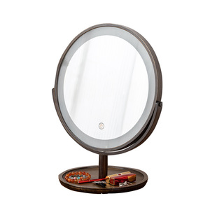 Round Desktop Makeup <b>Mirror</b> With <b>Led</b> Light Adjustable Brightness Rotating Design For Beauty Care - Product Image 5