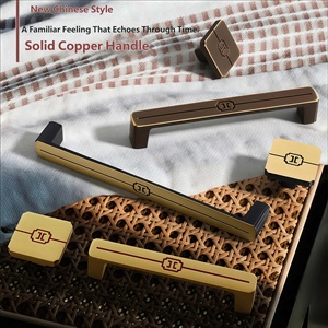 New Chinese Style Brass Cabinet Pulls Black Gold Dual Finish Long Bar Single Hole Handles for Kitchen Wine Cabinet Durable - Product Image 2