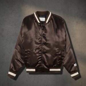 Wholesale Custom Logo <b>Men</b> <b>Winter</b> Casual Plain Silk Satin Varsity <b>Jacket</b> <b>Waterproof</b> Windproof Blank Stripe Varsity <b>Jacket</b> - Product Image 3