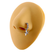 Anneau de nez avec pendentif lune, style européen-américain simple et tendance, bijoux de piercing corporel en zircon, cadeau pour femme