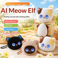 AI Meow Elf Pendentif Peluche en Matière PP, Jouet Intelligent Parlant avec Yeux Capteurs d'Émotions, Porte-clés Chat Mignon