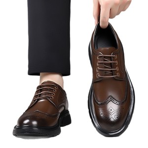 Chaussures habillées en cuir pour hommes, style Oxford, bout rond, à lacets, semelle extérieure en caoutchouc amortie, pour le bureau et les occasions professionnelles, toutes saisons, motif uni - Product Image 4