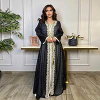 Tenue pour femmes musulmanes, brodée, avec strass thermocollants, ensemble deux pièces tendance saoudienne, avec ceinture