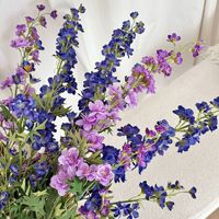 3 Tangkai Bunga Delphinium Ajacis Biru Buatan Panjang dari Sutra untuk Dekorasi Ruang Tamu Rumah, Properti Fotografi Pernikahan