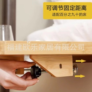 Étagère de rangement de chevet, support de projecteur sans perçage pour petit appartement, table flottante de chevet en bois massif à lattes, rangement de chevet - Product Image 4