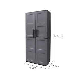 Mobiletto in resina, altezza 68x37x163 cm. Con supporto per scopa. Grigio scuro. - Product Image 2