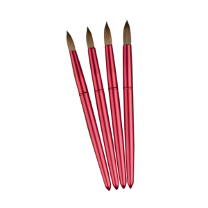 Pinceau à ongles en acrylique 100% Kolinsky avec manche en métal rouge, logo personnalisé OEM, outil de nail art, différentes tailles - Product Image 2
