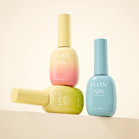 Vente en gros de flacons de vernis à ongles en verre ovale unique de 15 ml, couleur dégradée, cosmétique, gravure de logo personnalisée, bouchon remplaçable