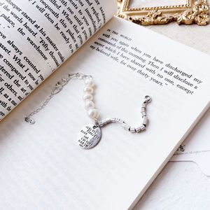 Pulsera de perlas y plata de ley 925 con cuentas cuadradas de plata, regalo de joyería para mujer - Product Image 4