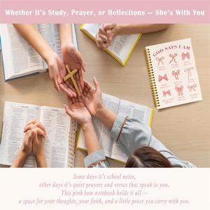 Diario de Oración Cristiano <span class=keywords><strong>para</strong></span> Mujeres, Regalos <span class=keywords><strong>para</strong></span> Adolescentes, Niñas y Niños, Material Escolar, Cuaderno de Escritura A5, Estilo Preppy con Lazos, Tapa Dura, Logotipo Personalizado - Product Image 5