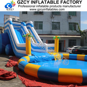 Tobogán <span class=keywords><strong>de</strong></span> agua inflable grande <span class=keywords><strong>de</strong></span> PVC GZCY con gran piscina, gran oferta, tobogán comercial <span class=keywords><strong>en</strong></span> <span class=keywords><strong>forma</strong></span> <span class=keywords><strong>de</strong></span> palmera, bolsa empaquetada para niños - Product Image 2