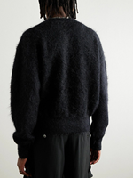 Suéter Personalizado de Mezcla de Mohair, Tejido Intarsia de Pelo Largo, Estilo Grunge Oversize, Jersey para Hombre, Venta al por Mayor