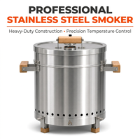 Pemanggang Arang Vertikal Stainless Steel dengan Tutup Termometer Ventilasi Udara untuk Memasak Barbekyu di Teras, Patio, dan Taman